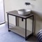 Console Sink Vanity With Ceramic Vessel Sink and Grey Oak Shelf, 35